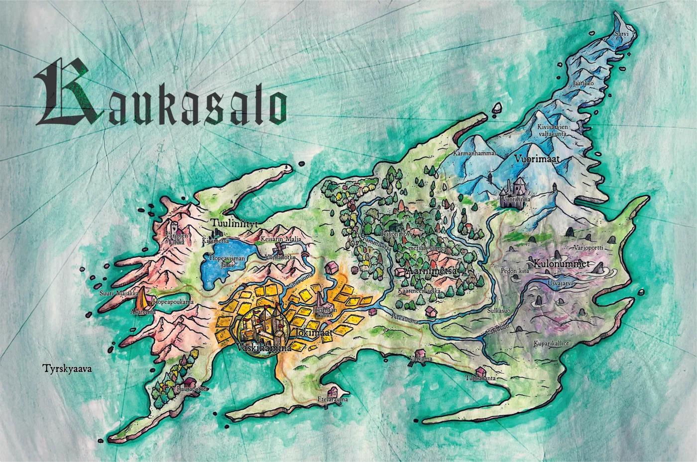 Kaukasalon kartta paikannimillä